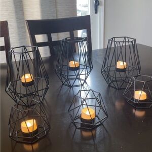 Black Geometric Candle Holders Set Wedding Decor